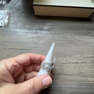 Bomb party sz6 diamond cubic zirconia, rhodium, plated